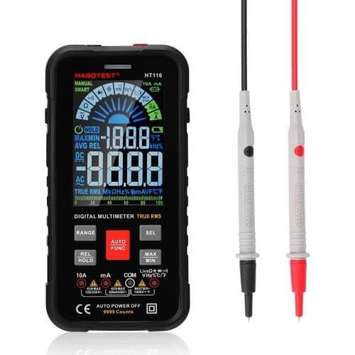 HABOTEST HT116 Intelligent Multimeter VA Color Big Display Screen 9999 Counts with Flashilight Ture RMS NCV Direct Current