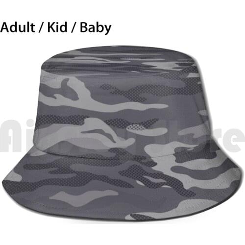 Men’S - Dark Grey Camouflage Sun Hat Foldable UV Protection Camouflage