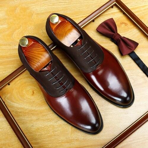Autumn Formal Shoes Men Genuine Leather Brand Men Business Dress Oxford Black Wedding Shoes chaussure homme shoes male