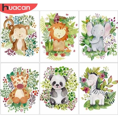 HUACAN 5D DIY Diamond Embroidery Lion Animal Full Drill Square Diamond Painting Cartoon Deer Diamond Mosaic Handmade Gift