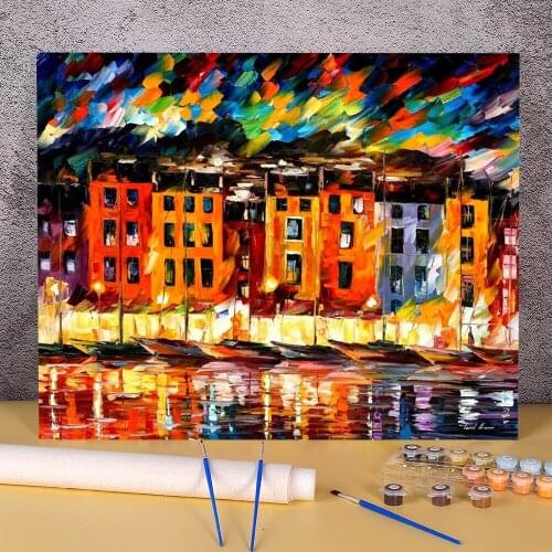 Portino Liguria, Italy DIY Paint By Numbers Kit Acrylic Paints 50*70 Paiting By Numbers New Design For Children For Handiwork