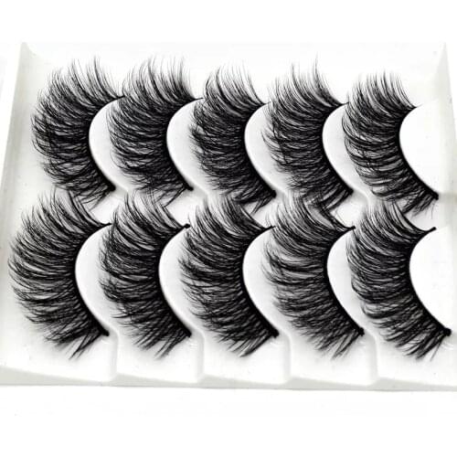 5 Pairs of Different Styles of Natural False Eyelashes Long Thick Suede 3D Eyelashes