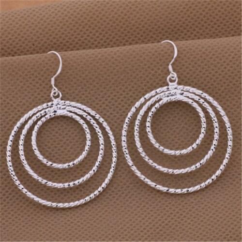 Wholesale fashion silver color earrings nice party elegant cute women Charms wedding classic jewelry Round lovly gift LE054