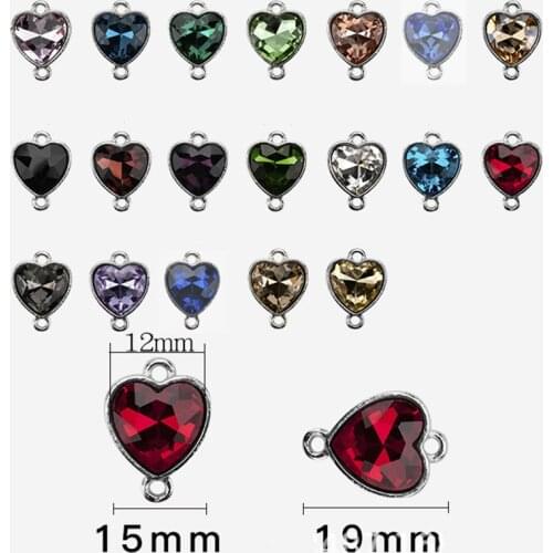 10pcs/lot Crystal Rhinestone Heart Charms for Jewelry Making Earrings Pendant Connectors Bracelet Necklace Charm DIY Accessories