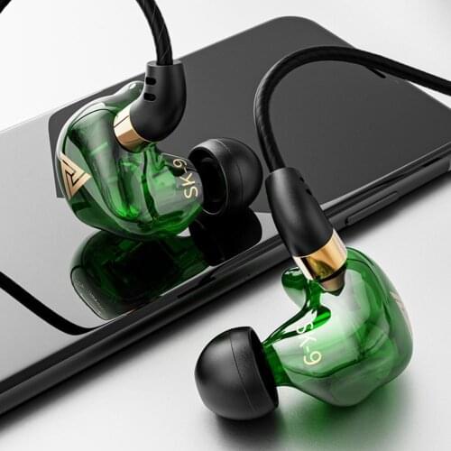 SK9 Wired Earbuds Universal Wire Control Detachable Design Stylish 3.5mm In-ear Heavy Bass Earphones with Microphone for Sports