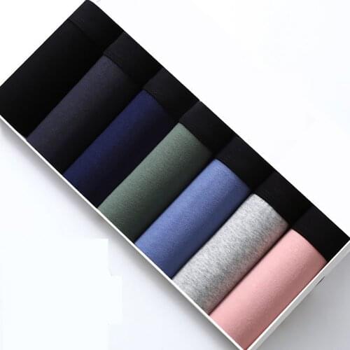 7pcs/lot Cotton Mens Underpants Soft Boxer Men Breathable Solid Underwear Flexible Boxershorts Homme Underpants L-3XL