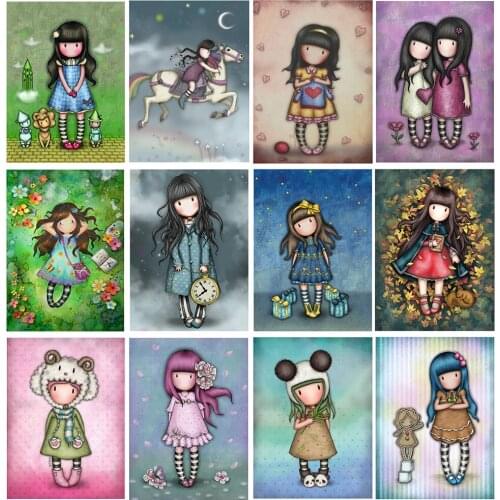 Cross Stitch DIY Goreth Doll 11CT Ecological Cotton Thread Printing Kits Cartoon Characters Series Embroidery for Beginner