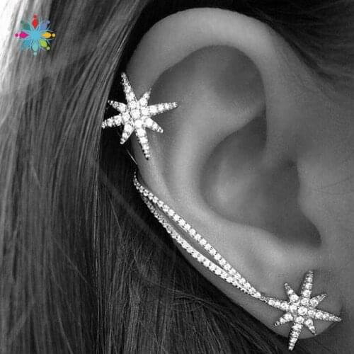 1pcs Earrings Jewelry Fashion Personality Metal Ear Clip Leaf Tassel Earrings For Women Gift Pendientes Ear Cuff Caught In Cuffs