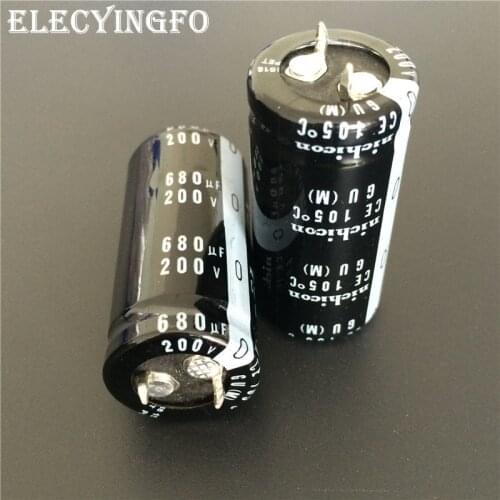10pcs 680uF 200V NICHICON GU Series 22x45mm High Quality 200V680uF Snap-in PSU Aluminum Electrolytic Capacitor