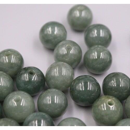 100% Natural Grade A Jade / Jadeite Beads Oil-green Round Beads 13-14mmW (Wholesale) High-quality Jade