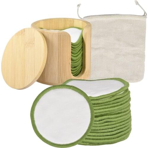 16Pcs Reusable Bamboo Cotton Makeup Remover Pads Facial Pads Washable Face Makeup Pads Facial Skin Care Wipe Pads