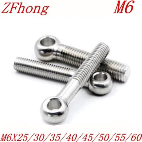 20pcs M6*20/25/30/35/40/50/60 stainless steel eye bolt stud articulated anchor bolt fasterners