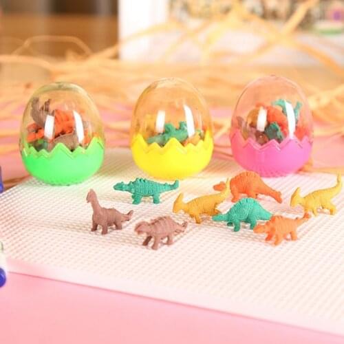 24pcs/pack Novelty Mini Dinosaur Egg Pencil Rubber Erase Students Stationary Giftr Dinosaur mold toys for kids Random style