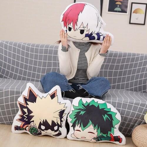 3pcs/set Lovely Cartoon Anime Plush Toys Todoroki Shoto Midoriya Izuku Bolster Boku Hero Academia Plush Pillow