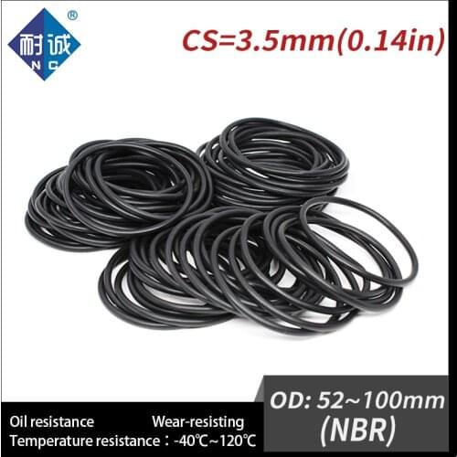 5PCS/lot Rubber Black NBR CS3.5mm OD52/55/56/57/58/60/65/70/75/80/85/90/95/100mm O Ring Gasket Oil resistant waterproof