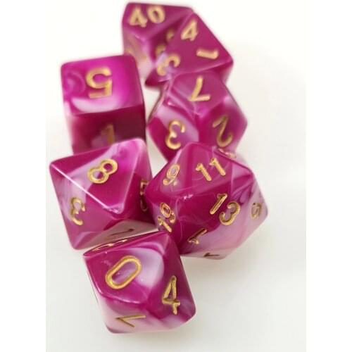Rollooo Hot Pink and Milk White Polyhedral Dice Set