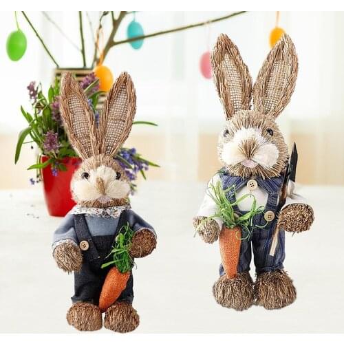 Home Decoration Accessories Easter Simulation Bunny Home Garden Bunny Decoration Creative Straw Bunny Home Decor For Easter