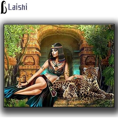 5d DIY Diamond Painting Set Cleopatra Egypt Woman leopard Picture Cross Stitch Kit Full Drill Square Round Diamond Painting