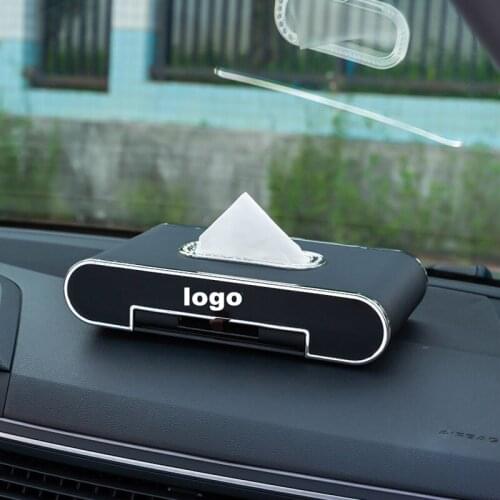 Car Leather tissue box with quartz watch with Number Plate Mobile phone bracket Suit for Audi A4L / A6 / Q5/ Q3 /A3 /A7 Q2 Q7