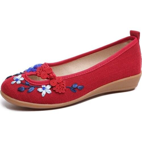 Brand 3D Flowers Appliques Women Linen Slip on Ballet Flats Breathable Fabric Ladies Casual Chinese Shoes Ballerina