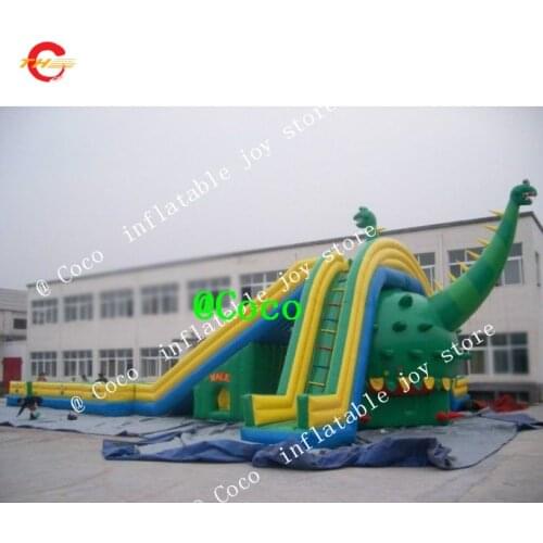 Free ship to sea port!18x8m Commercial big inflatable dinosaur bounce slide, inflatable jumping house slide n slip