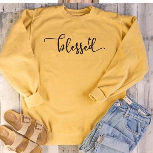Blessed cross Women Clothes Sweatshirt Faith Jesus Christian Tumblr Pullover religion gift Graphic Girls Outfits Drop Shipping