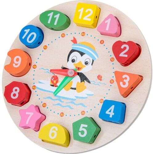 Digital Geometric Shape Puzzle Clock Threading Rope Multifunctional Educational Toys Kids Timepiece Cognition
