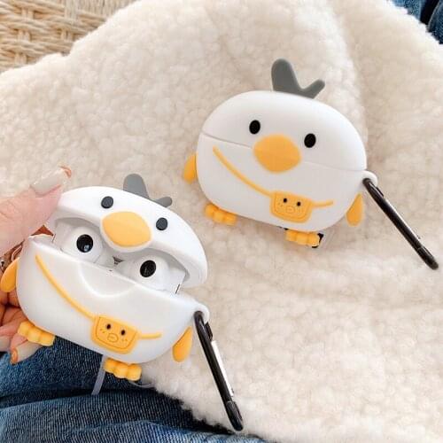 For Huawei FreeBuds Pro 3D Cute Cartoon Backpack Duck Earpods Case for Huawei FreeBuds 3 Wireless Earphone Headset Cover Box