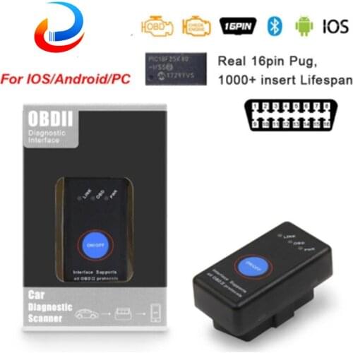 ELM 327 V1.5 With PIC18F25K80 OBD2 Bluetooth 4.0 Scanner elm327 V1.5 For IOS/Android OBD 2 obd Car Diagnostic Auto Scanner Tool