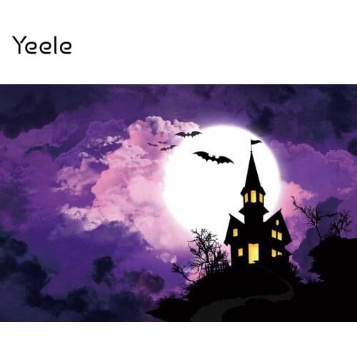 Yeele Photocall Halloween Background Moon Cloud Castle Bats Baby Portrait Backdrop Props Photography For Photo Studio Photophone