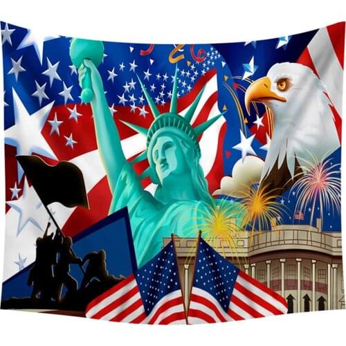 American Flag Vintage Stars and Stripes Print Memorial Day Wall Tapestry