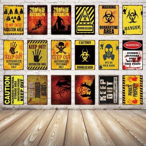 [ Kelly66 ] Beware Zombie Danger Keep Out Metal Sign Festival Party Poster public Decor Bar Wall Art Painting 20*30 CM Size Dy30