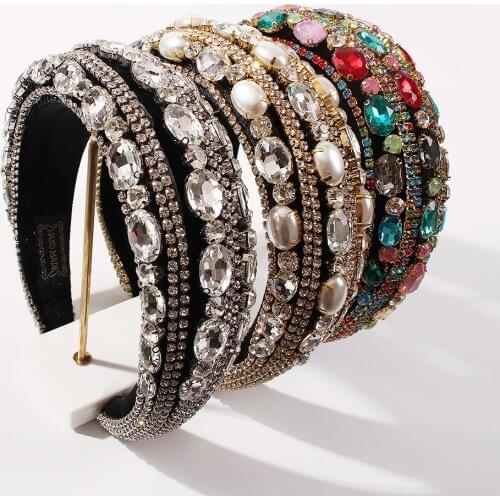 Lalynnly Baroque Crystal Pearl Hair Jewelry Gorgeous Tiaras Headbands For Headdress Wedding Headbands Womens Hair Accessories