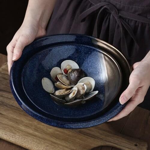 Ceramic fruit bowl, cold noodle bowl, salad bowl, household cold noodle bowl, special-shaped restaurant creative tableware