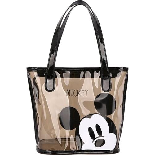 Disney Mickey Mouse Shoulder Bags Fashion Cartoon Handbag Fresh and Cute Shoulder Messenger Bag Translucent Casual Handbag Bags