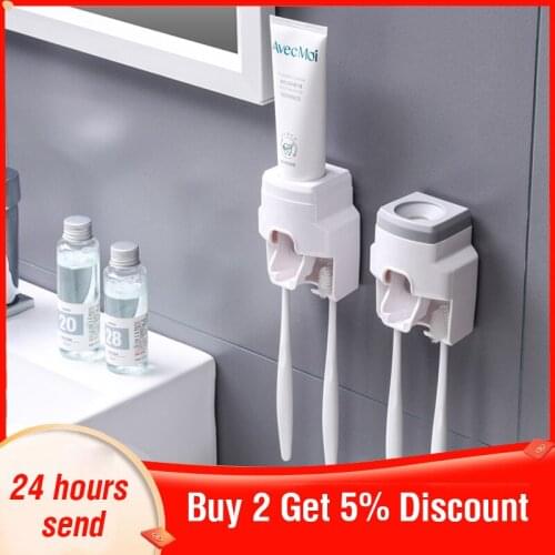 Wall Electric Toothbrush Holder with Automatic Toothpaste Dispenser 2 in 1 Toothbrush Toothpaste Holder Bathroom Accessories