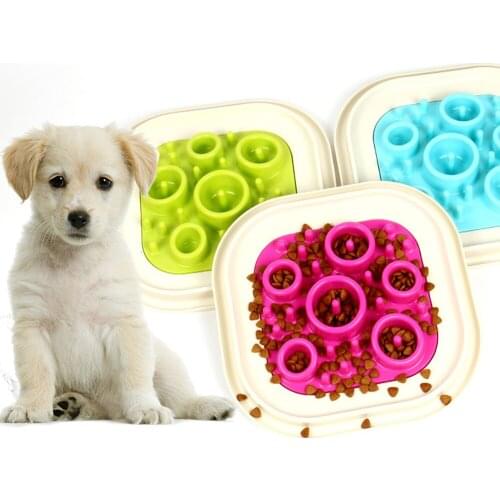 Pet Dog Bowl Plastic Square Slow Feeder Bowl Anti Choking Puppy Kitten Slow Down Eating Feeder Prevent Obesity Pet Supplies
