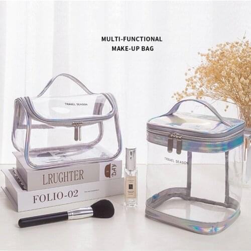 Portable Transparent Cosmetic Bag Pvc Large Capacity Toiletries Storage Handbag Zipper Organizer Travelling Supplies Accessories