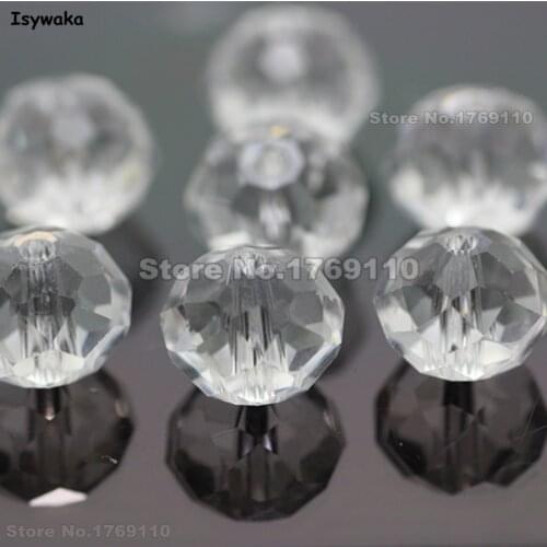 Isywaka Clear White Color 8*10mm 70pcs Rondelle Austria faceted Crystal Glass Beads Loose Spacer Round Beads for Jewelry Making