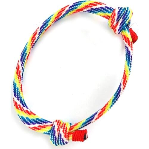 Adjustable Rainbow-LGBT Climbing Rope Bracelet for Men Women Knot Umbrella Rope Bracelets Original Nautical Braid Jewelry Guys