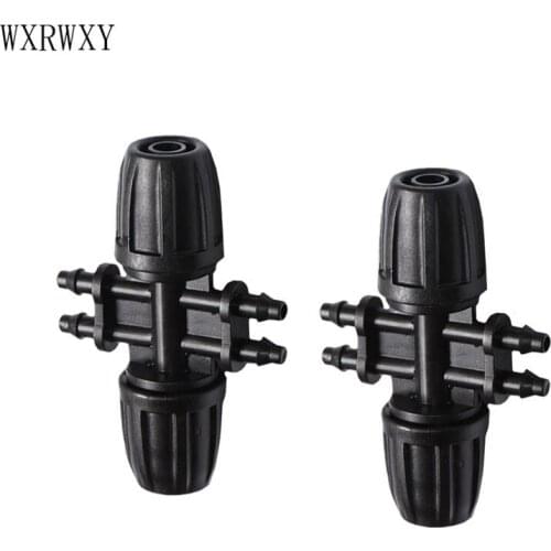 Garden hose 8/11 to 4/7 hose Splitters barbed double way irrigation connector screw 6 Way 3/8 to 1/4 Barbed Connector 40pcs