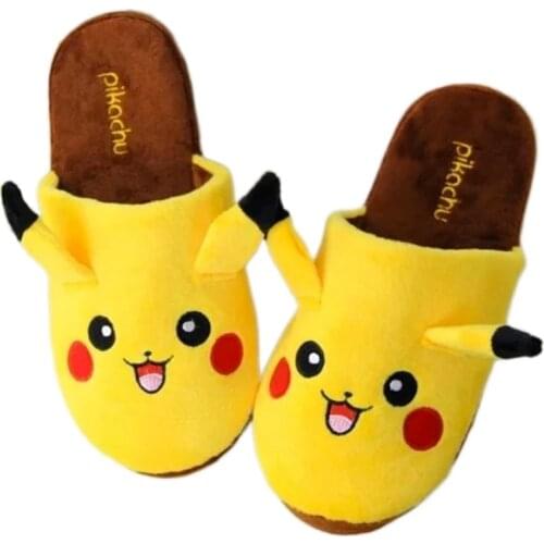Pokemon Pikachu Slippers Kawaii Cartoon Pattern Couple Indoor Floor Cotton Home Shoes Stuffed Animals Plush