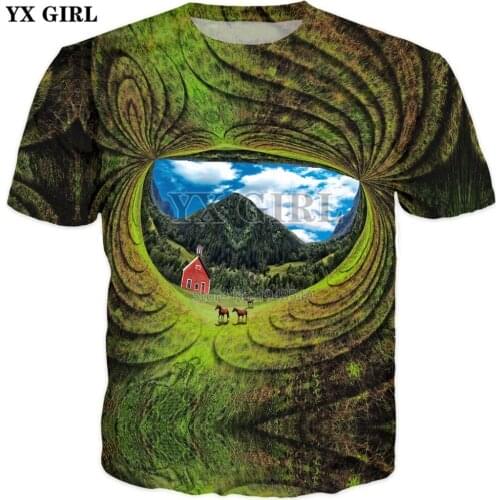 YX GIRL 2018 summer New style Fashion T-Shirt Vermont Portal 3D Print Mens Womens Harajuku Casual t shirt Drop shipping