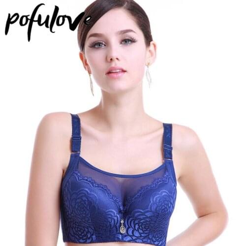 Women Sexy Lace Bra Gathered Push Up Bras Plus Size Bralette BCD 34-42 Wireless Seamless Underwear Female Brassiere Solid Color