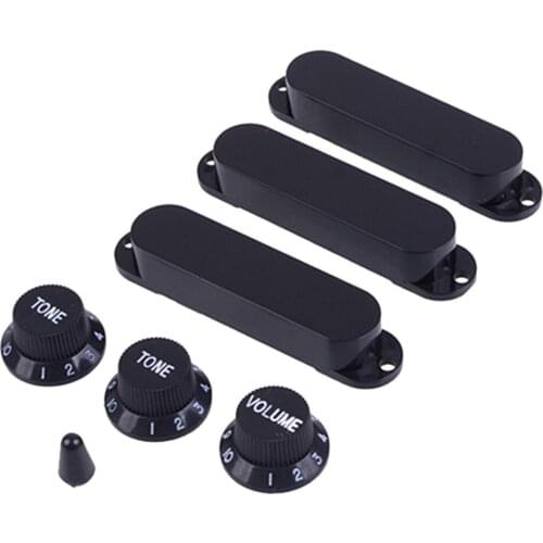 1 Set Plastic Closed Single Coil Pickup Cover with Volume Tone Crontrol Knob Switch Tip for Electric Guitar Parts