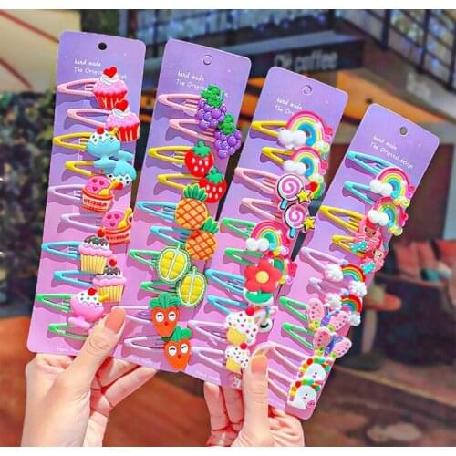 10pcs Cute Girls Hair Clip Colorful Children Hair Accessories Baby Fashion Colorful Sweet Headband
