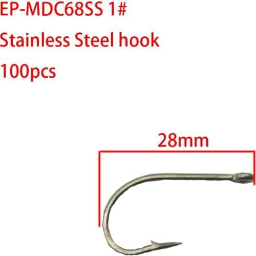 100pcs eupheng EP-MDC68SS Saltwater fly fishing hook Stainless Steel Hook L