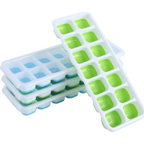 12 Pcs Ice Cube Trays Easy-Release Silicone & Flexible 14-Ice Trays with Lid BPA Free for Cocktail Drinks Whiskey Wholesale X2