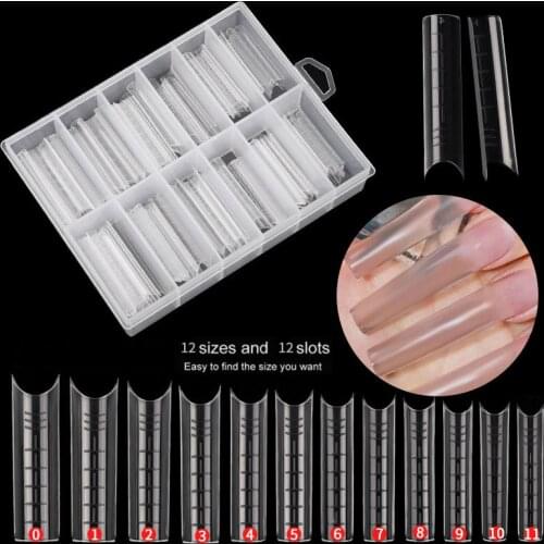 120 Pcs Extra Long Nail Mold Tips for Poly Nail Gel Quick Building Designs Nail Dual Forms Finger Extension Nail Art UV Builder