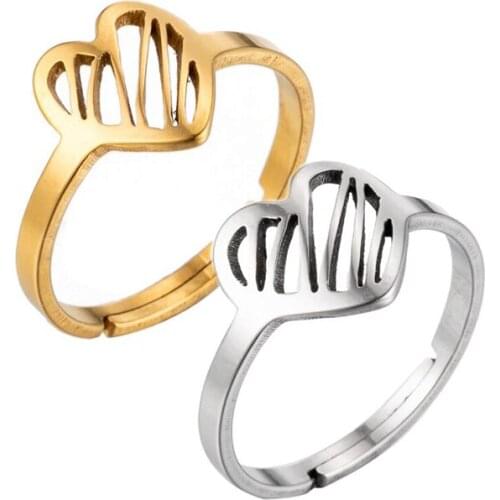 2021 Vintage Stainless Steel Heart Adjustable Rings Love Jewelry for Women Girls Geometric Knuckle Midi Rings Valentine Gift